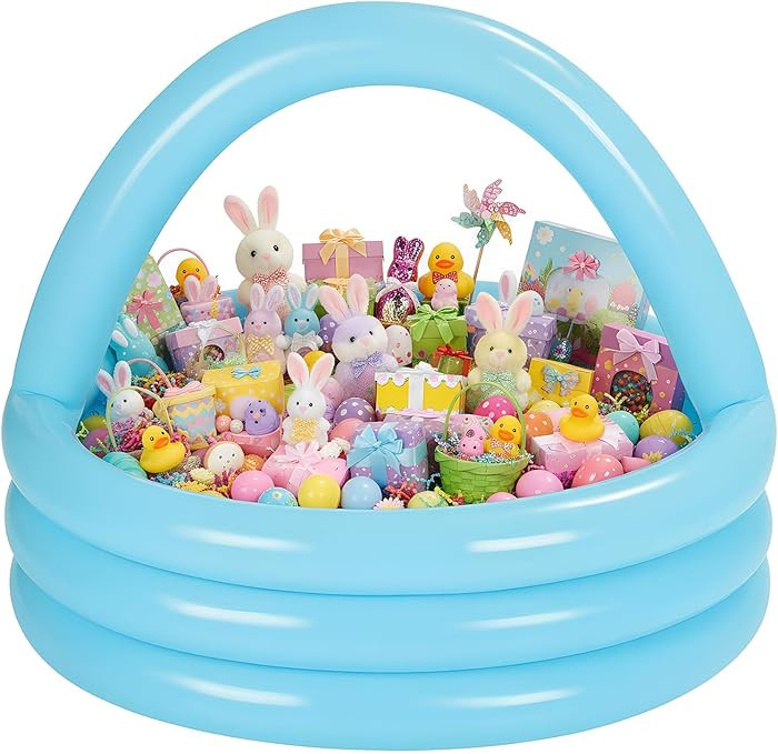 Sky Blue Easter Inflatable Gift Basket DIY Blow up Pool Easter Basket Giant 35.43 x 31.5 Inches R... | Amazon (US)