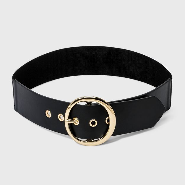 Women's Round Buckle Belt - A New Day™ Black | Target