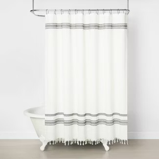 Embroidered Shower Curtain Railroad Gray - Hearth & Hand™ with Magnolia | Target