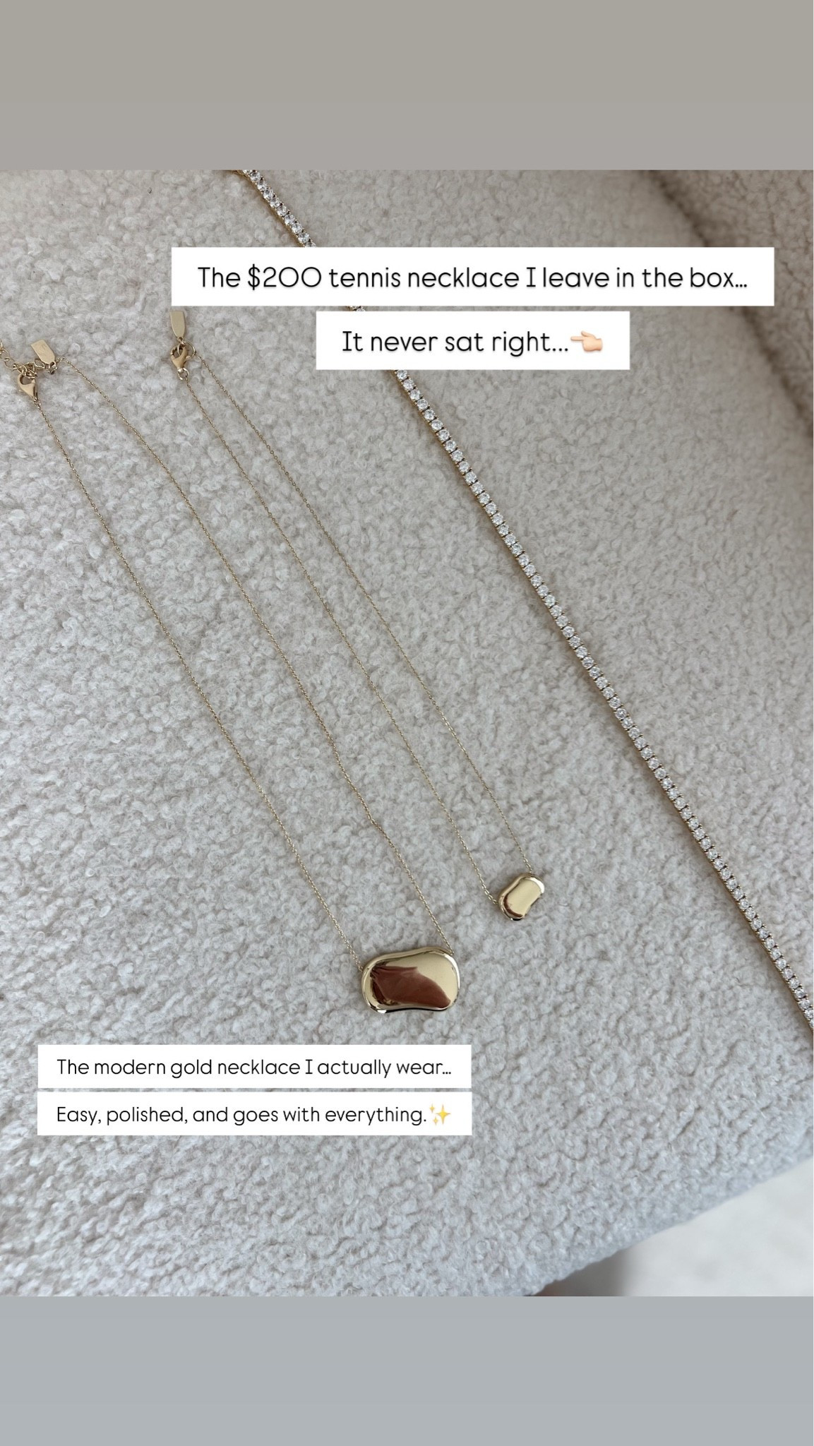 ✨Tap the bell, save and ❤️ start here over 40 fashion, midlife style, midsize fashion and luxury looks for less.  

The $200 tennis necklace I leave in the box…

It never sat right.

The modern gold necklace I actually wear…

Easy, polished, and goes with everything.

👑 Helping you look good, feel good.-Lindsey Denver   Check back daily for belly-friendly style, confidence, and Outfit Physics™.

#LTKOver40 #LTKMidsize #LTKgrwm