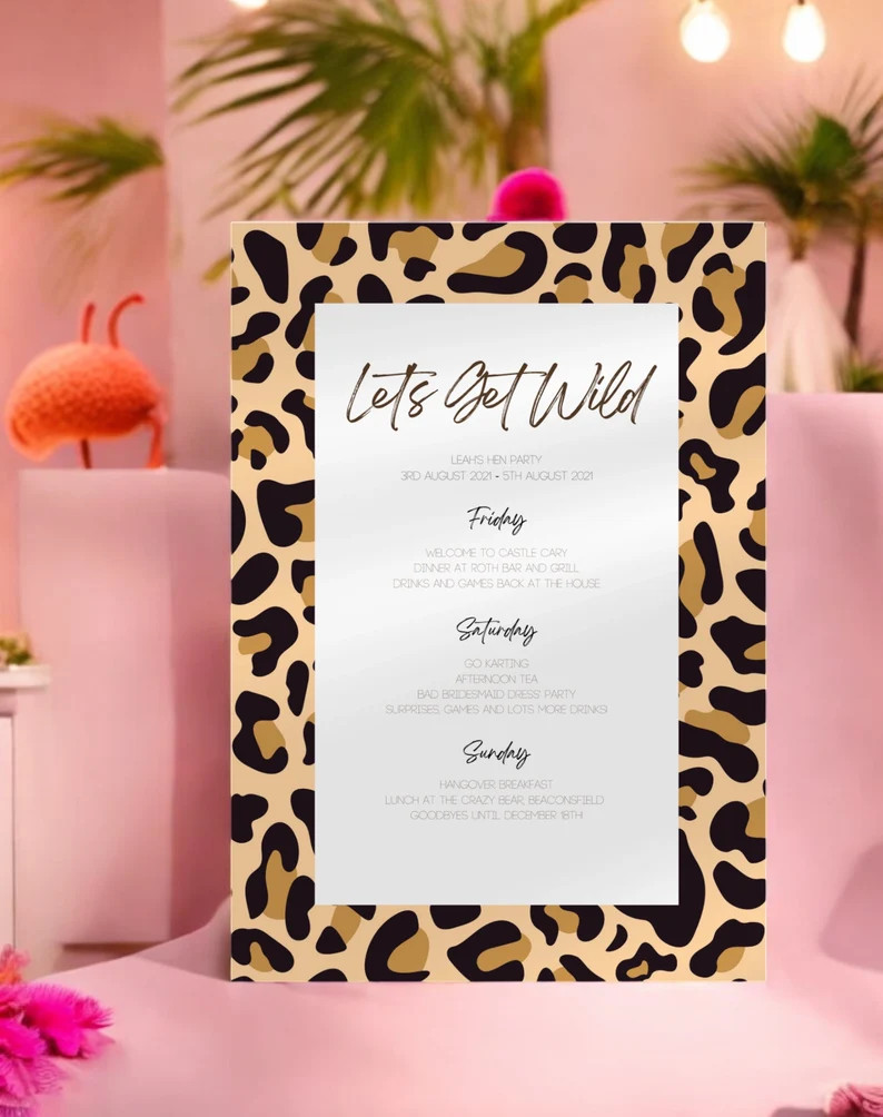 Leopard Hen Party Itinerary Template | Editable Canva Download for Fun Celebrations & Instant Acc... | Etsy (US)