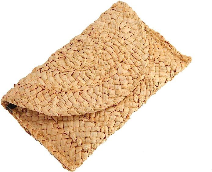 Straw Clutch Summer Evening Handbag Beach Purse Woven Straw Bag Envelope Clutch Purse for Women | Amazon (US)