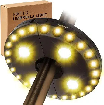 Patio Umbrella Light 3 Brightness Modes Cordless,with 28 Warm White LEDs-4 * AA Battery Operated ... | Amazon (US)