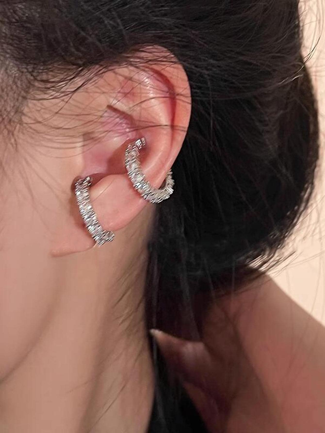 17KM Rhinestone Decor Ear Cuffs | SHEIN USA | SHEIN