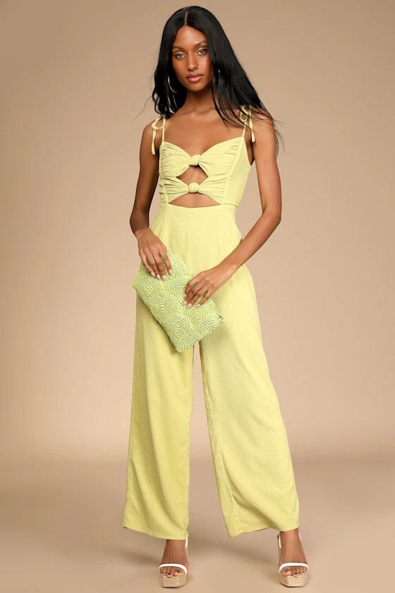 Good Press Light Green Knotted Wide Leg Jumpsuit | Lulus (US)