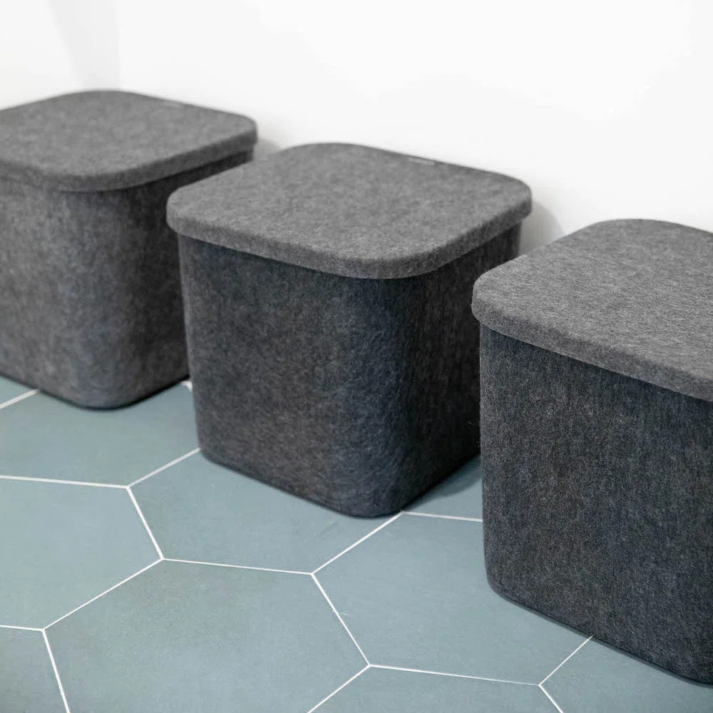 Sculpted Felt Storage Bin with Lid (Set of 3) | Wayfair North America