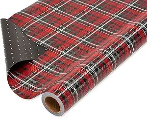Amazon.com: American Greetings Reversible Wrapping Paper Jumbo, Red and Black Plaid (1 Roll, 175 ... | Amazon (US)