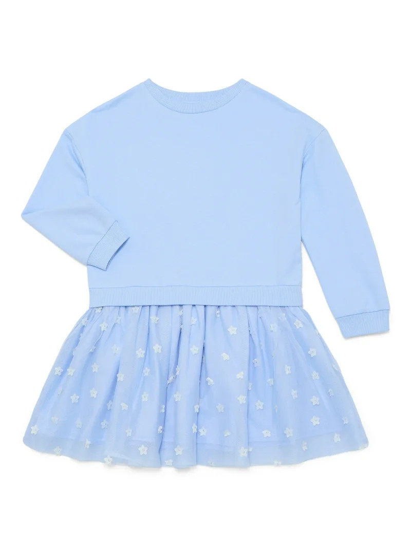 Wonder Nation Girls Sweatshirt Dress with Long Sleeves, Sizes 4-10 | Walmart (US)