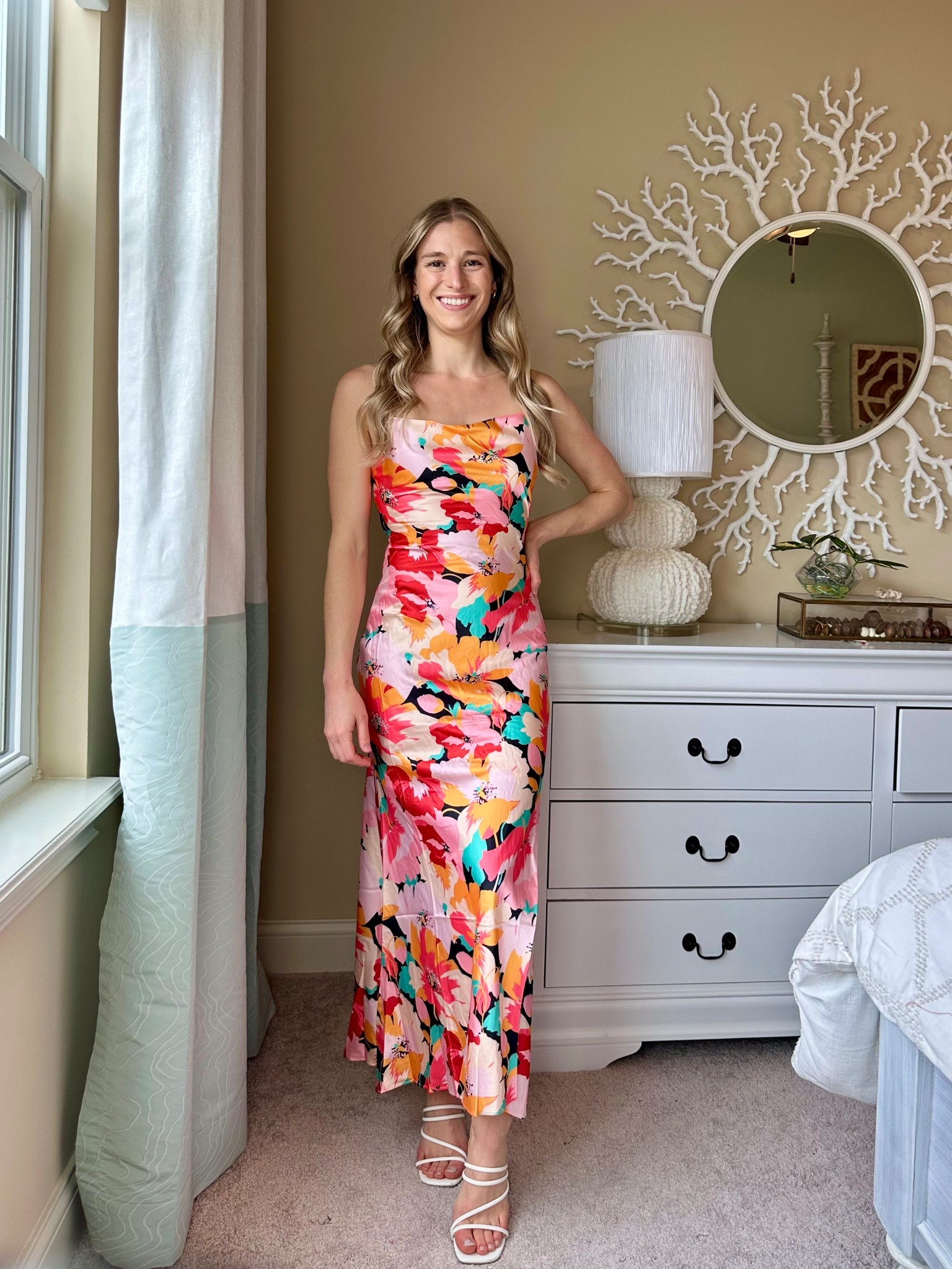 Dress size two TTS! Shoes 6.5 TTS! 

Wedding guest dress. Vacation dress. Cutie dress. Vacation outfit. Summer dress. Spring dress. Maxi dress floral dress. Satin dress. Satin wedding guest dress. 

#LTKFindsUnder100