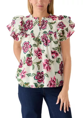 Women's Flutter Sleeve Peasant Top | Belk