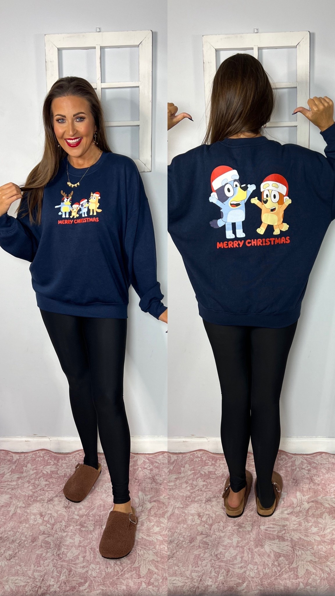 Medium sweatshirt, small leggings - leggings are fleece lined! Shoes TTS. 

Bluey sweatshirt, Christmas sweatshirt 

#LTKHoliday #LTKSeasonal #LTKFindsUnder50