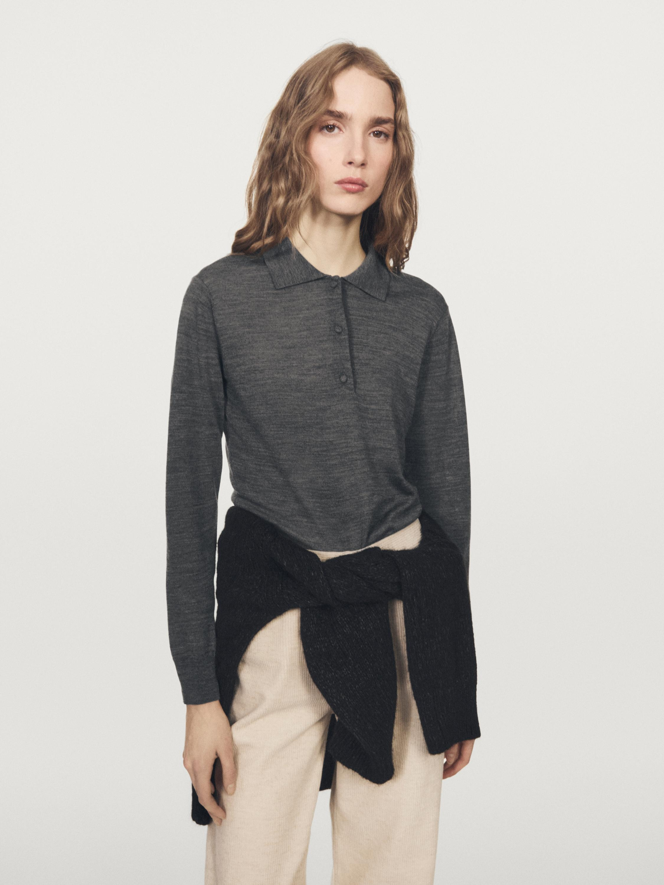 Wool knit polo sweater | Massimo Dutti US
