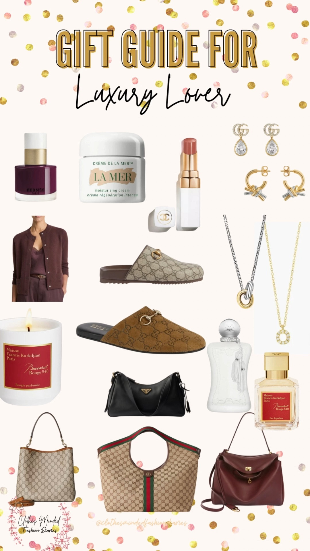 High end luxury gifts. Designer. Gucci. Prada. Fragrance. Perfume. Hermes. David Yurman  

#LTKGiftGuide #LTKHoliday #LTKItBag