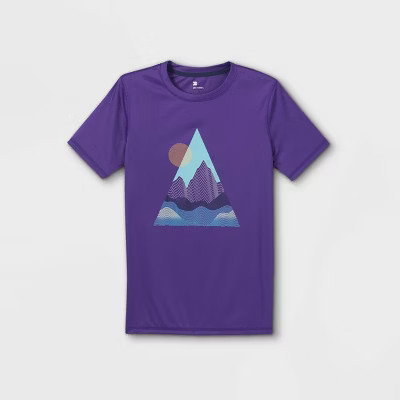Boys' Short Sleeve Mountain Graphic T-Shirt - All in Motion™ Purple | Target