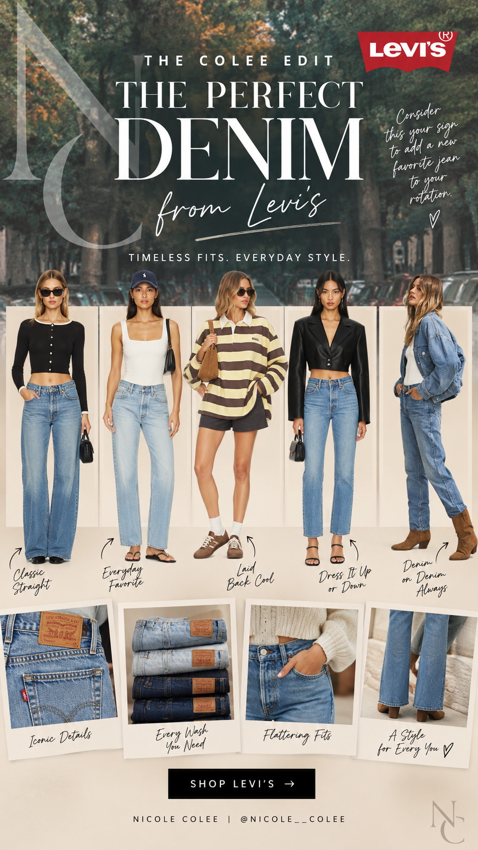 Denim is basically my love language. 👖🤎 And when it comes to those forever-in-your-closet pairs, Levi’s just gets it. From classic straight legs to relaxed fits, lighter washes + a little denim-on-denim moment, these are the styles that make getting dressed ridiculously easy.
Consider this your sign to add a new favorite pair to the rotation. 😉✨
Shop my Levi’s denim picks right here on LTK! 

 #LTKdayinmylife #LTKgrwm #LTKootd