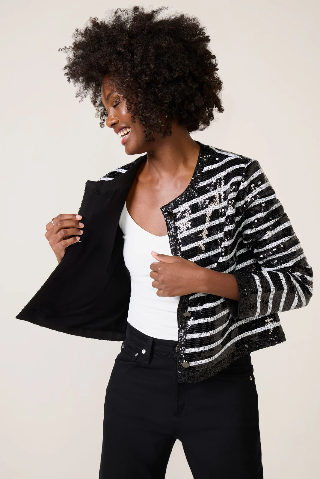 Alexandra Sequin Stripe Jacket | Evereve