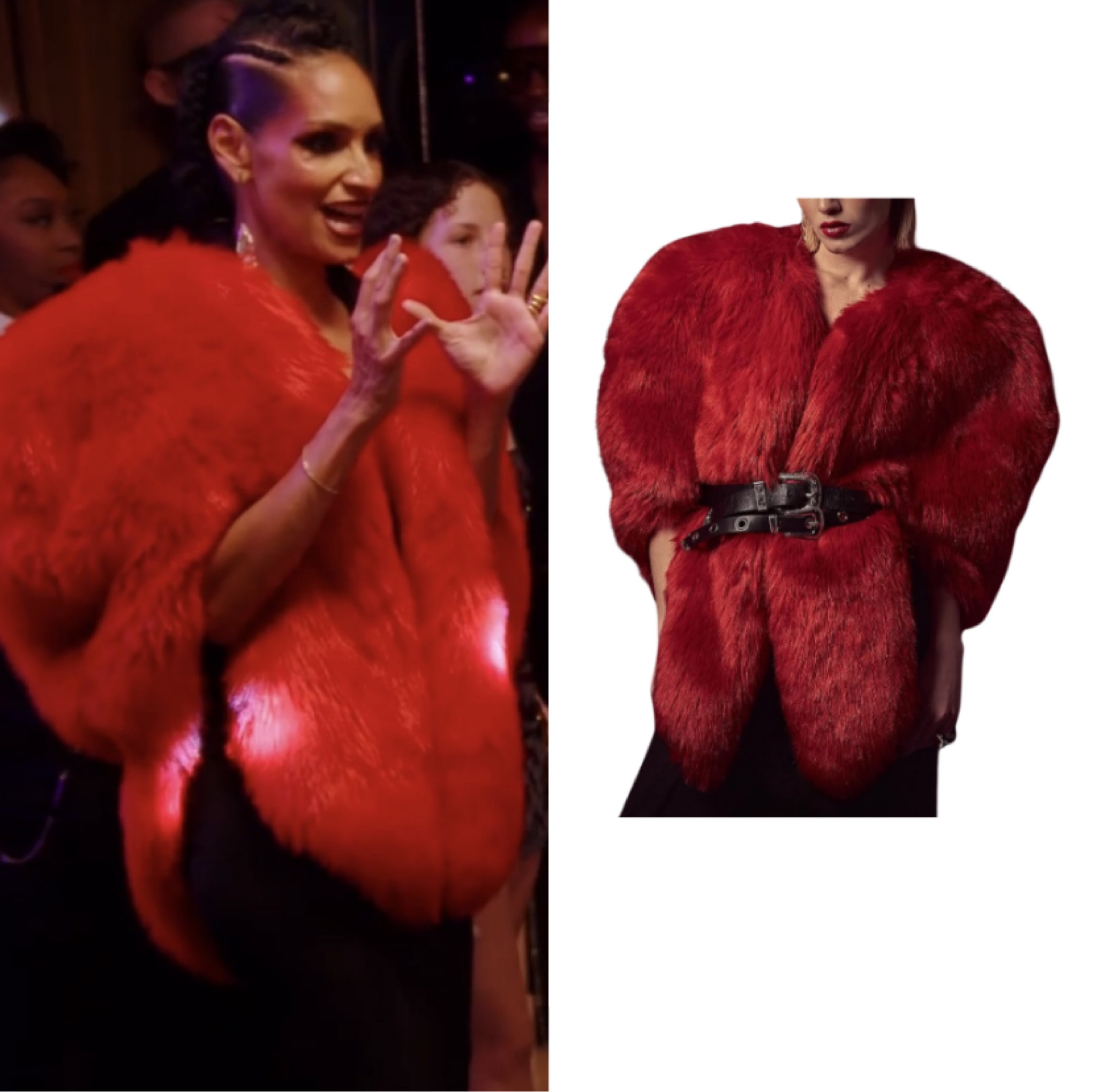 Racquel Chevremont’s Red Fur Heart Jacket is by @sev.furtique // Info + Styling= @brandonst.regis