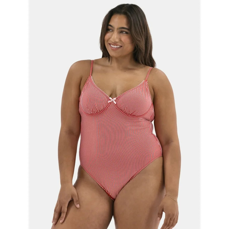 No Boundaries Picot Neckline One Piece Swimsuit, Women's | Walmart (US)