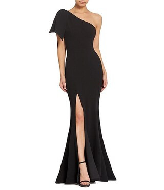Georgina Asymmetrical Neck Sleeveless Bow Shoulder Maxi Dress | Dillard's