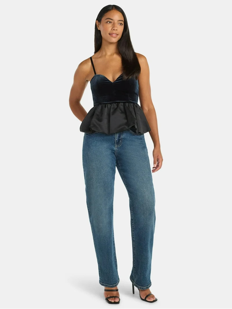 Madden NYC Women's Sleeveless Velour Bubble Hem Top, Sizes XXS-XXL | Walmart (US)