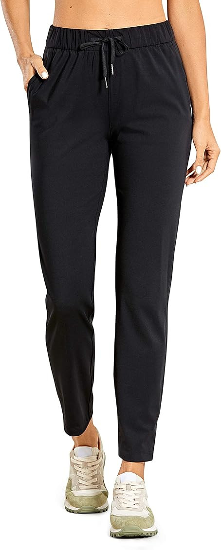 CRZ YOGA Women's Stretch Joggers Workout Drawstring Fitted Cuffed Ankle Athletic Travel Yoga Pants | Amazon (US)