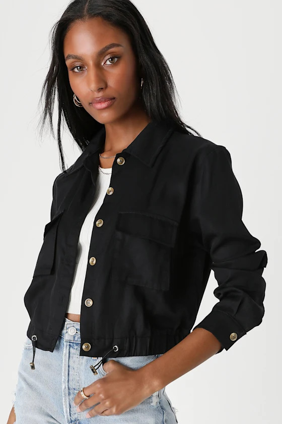 Eldora Black Cropped Utility Jacket | Lulus (US)