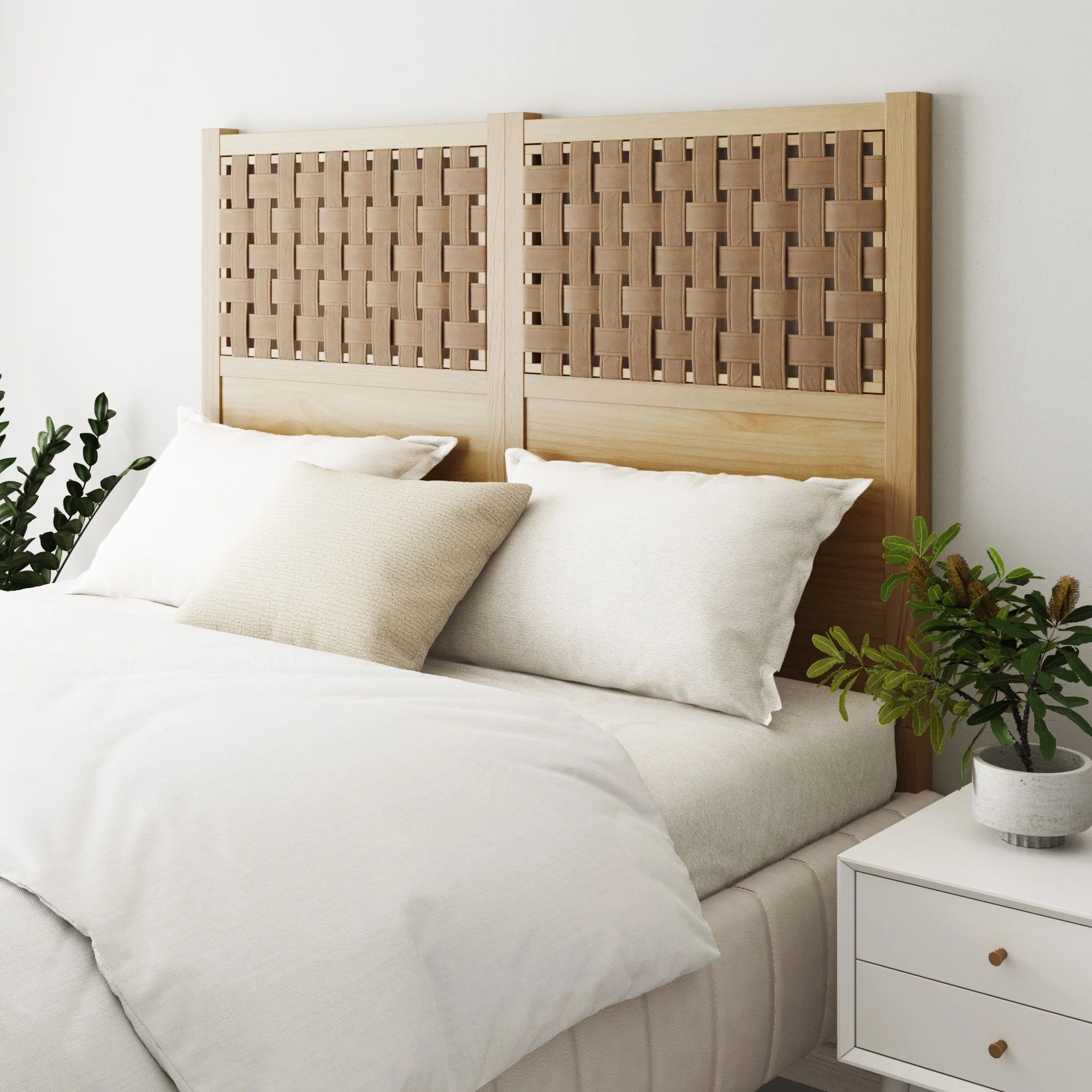 Queen Solid Wood & Faux Leather Headboard | Nathan James