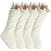 Kunyida Pack 4,18" Unique Ivory White Knit Christmas Stockings | Amazon (US)