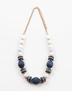 Blue Sky White/Navy Wood Necklace | Social Threads