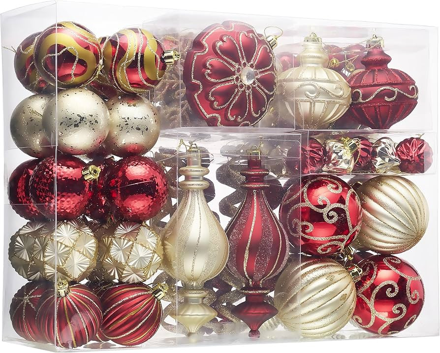 Valery Madelyn Christmas Ball Ornaments, 120ct Burgundy and Gold Shatterproof Christmas Tree Deco... | Amazon (US)