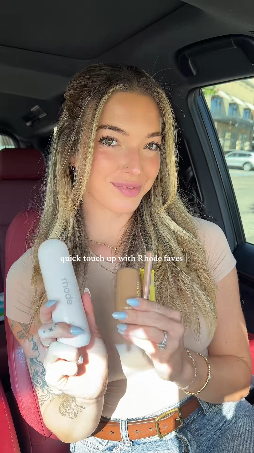 Quick touch up using Rhode beauty faves! So many of these have been my go-to a for fast, daily makeup with a gorgeous glow. I linked the only product I can, but added shades with an exact match from my other fave brands! #rhode #dailymakeup 

#LTKBeauty #LTKFindsUnder50