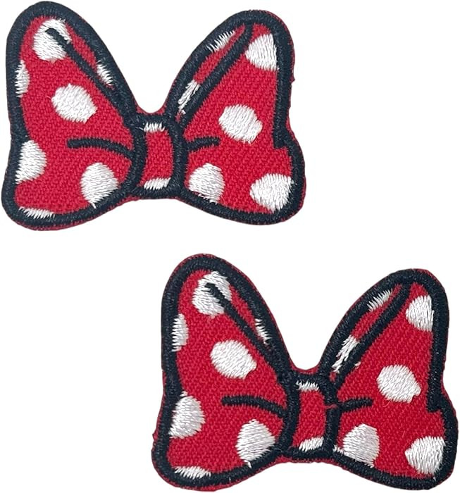 2 Pcs Red Dot Bow Iron on Patches Cute Embroidered Sew on Iron On Patch Badge for Kid Clothes, Ba... | Amazon (US)