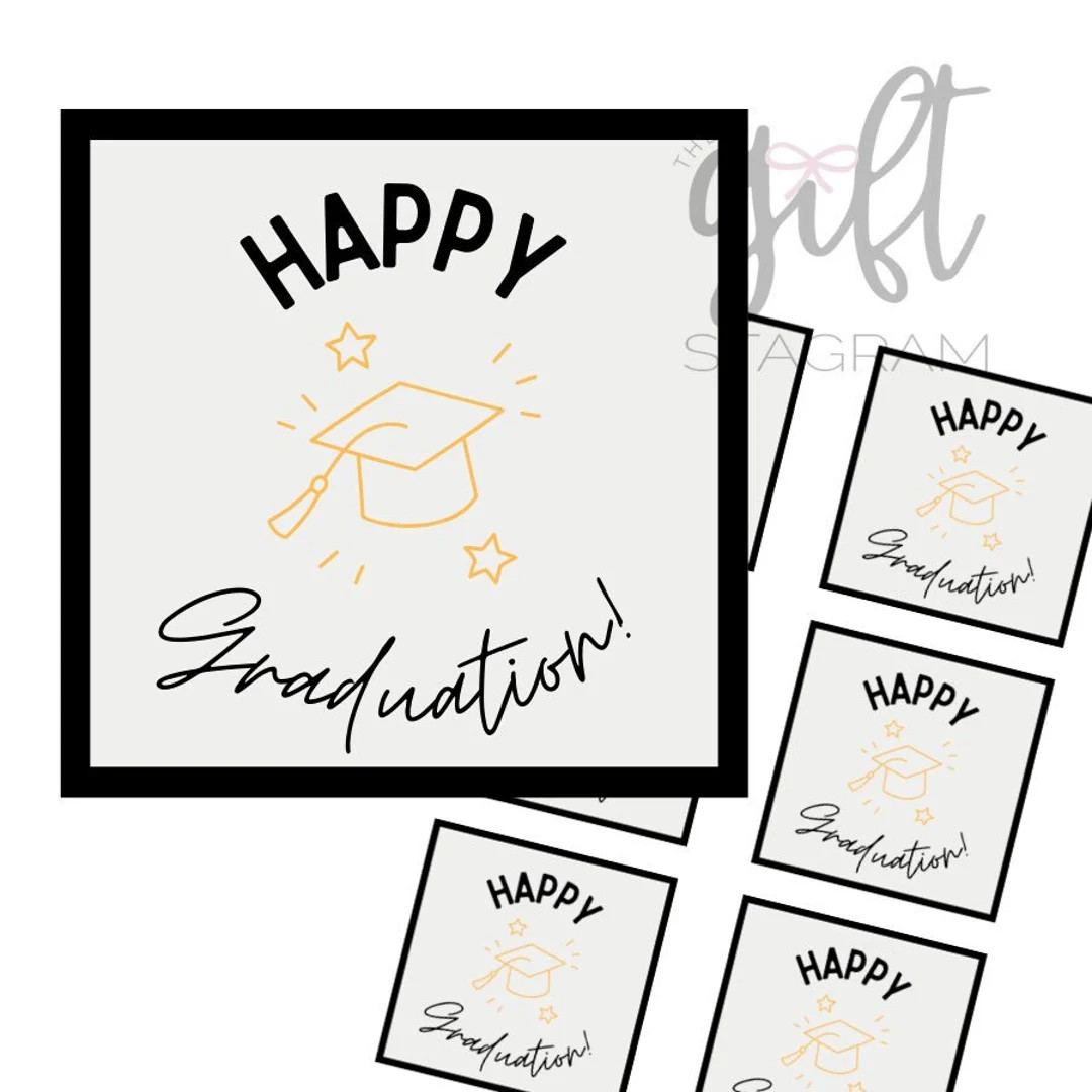 Happy Graduation Gift Tag DIGITAL DOWNLOAD Grad Gift Tag Graduation Gift Ideas 3x3 Tag - Etsy | Etsy (US)