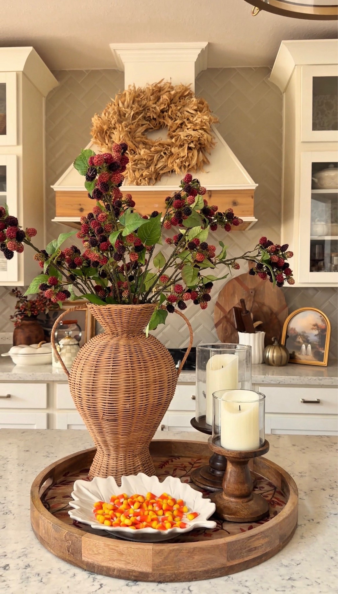 Fall kitchen decor is officially my favorite. 🍂🤎 I love the warm, cozy look of these fall kitchen finds—the woven vase with blackberry stems, wood accents, candle holders, fall wreath, and little seasonal touches make the whole space feel ready for autumn. 🎃✨ Such an easy way to create a cozy fall kitchen without completely redecorating!

Shop my fall home decor, kitchen island decor, fall centerpiece, autumn stems, woven vase, neutral fall decor, fall candle holders, fall wreath, cozy kitchen decor, seasonal home finds, and fall decorating favorites

#LTKSeasonal #LTKHome