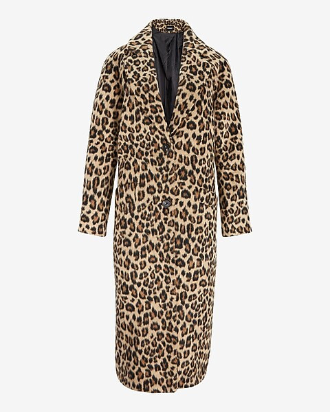 Long Faux Leopard Fur Coat | Express