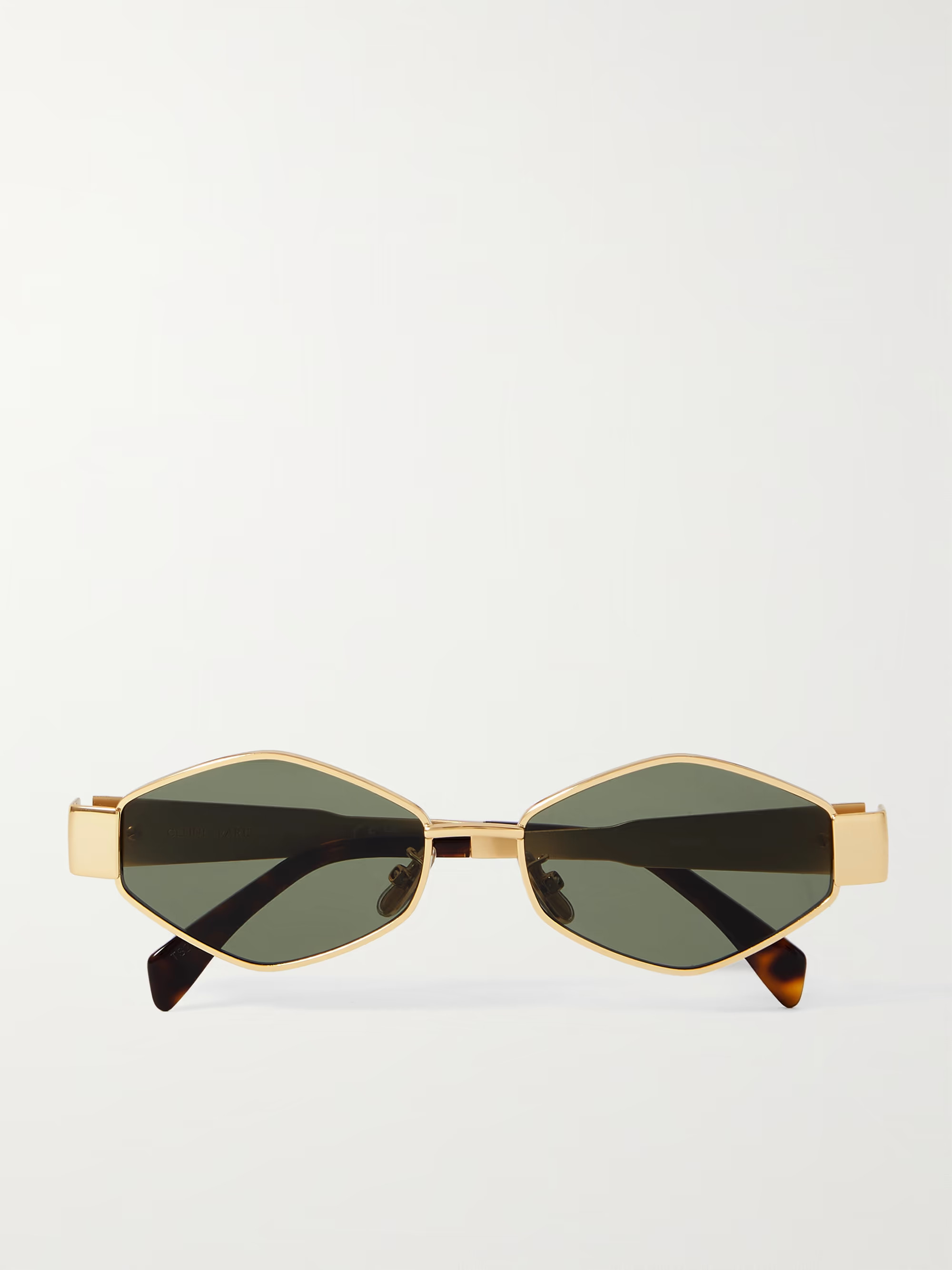 Triomphe hexagon-frame gold-tone and tortoiseshell acetate sunglasses | NET-A-PORTER (UK & EU)