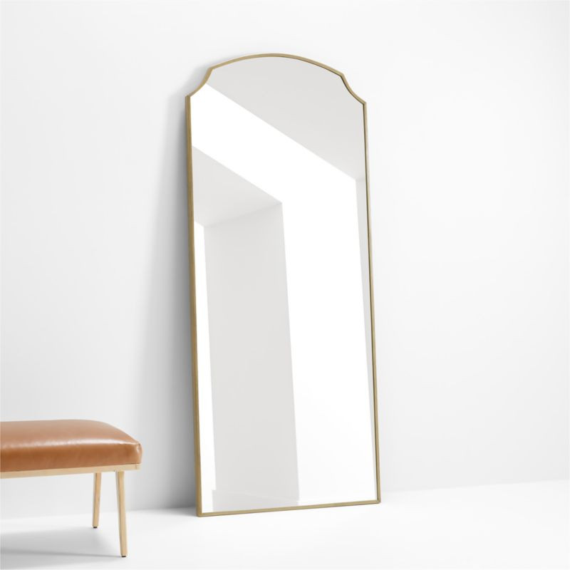 Emmy Narrow Brass Arch Floor Mirror + Reviews | Crate & Barrel | Crate & Barrel