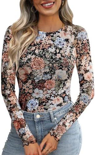 WIHOLL Womens Mesh Sheer Tops Sexy Crew Neck Summer Loose FIt Party Clubwear Shirts | Amazon (US)