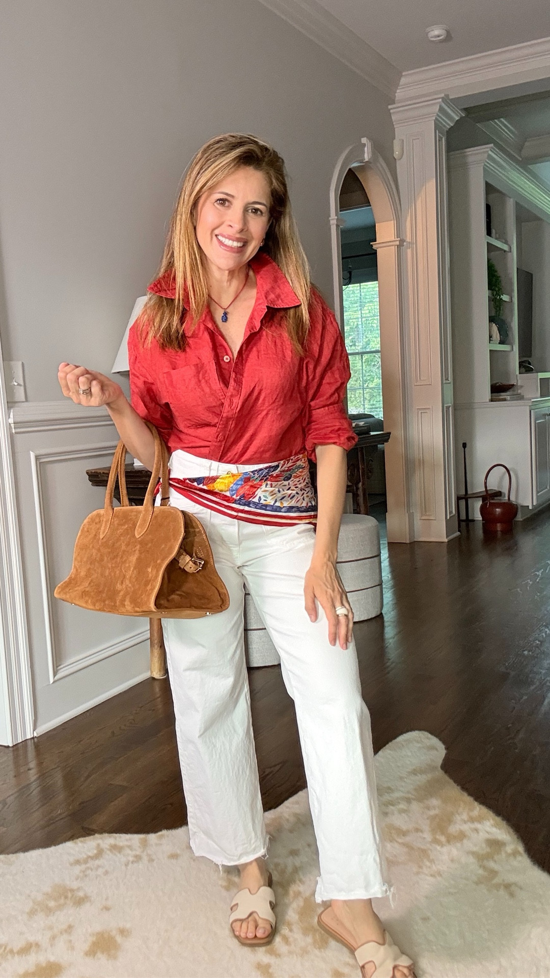 + shoppable)

Pop of color today ✨
Scarf detail + ankle-length jeans = better proportions

Everything linked here 🤍
LTK links may earn me a small commission

#LTKMothersDay #LTKgrwm #LTKPetite