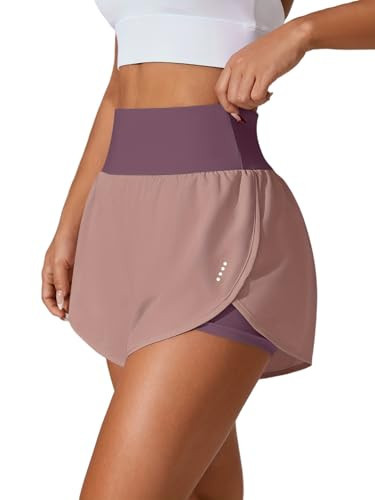 LALA BIRDS Women's Athletic Running Shorts High Waisted with Pockets, Women 3" Workout Dolphin Gym Yoga Beach Shorts(US, Alpha, Medium, Regular, Regular, Rose Brown) | Amazon (US)