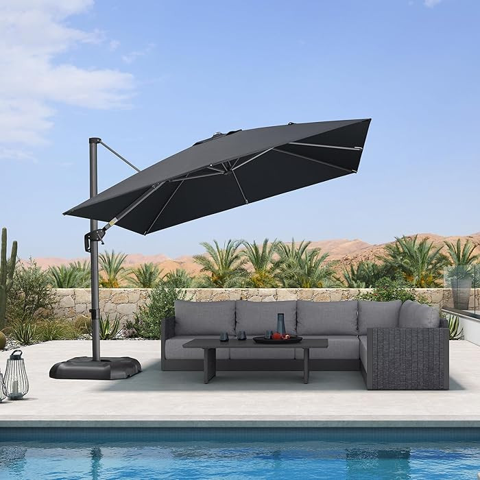 PURPLE LEAF 10 Feet Patio Umbrella Outdoor Cantilever Square Umbrella Aluminum Offset Umbrella wi... | Amazon (US)