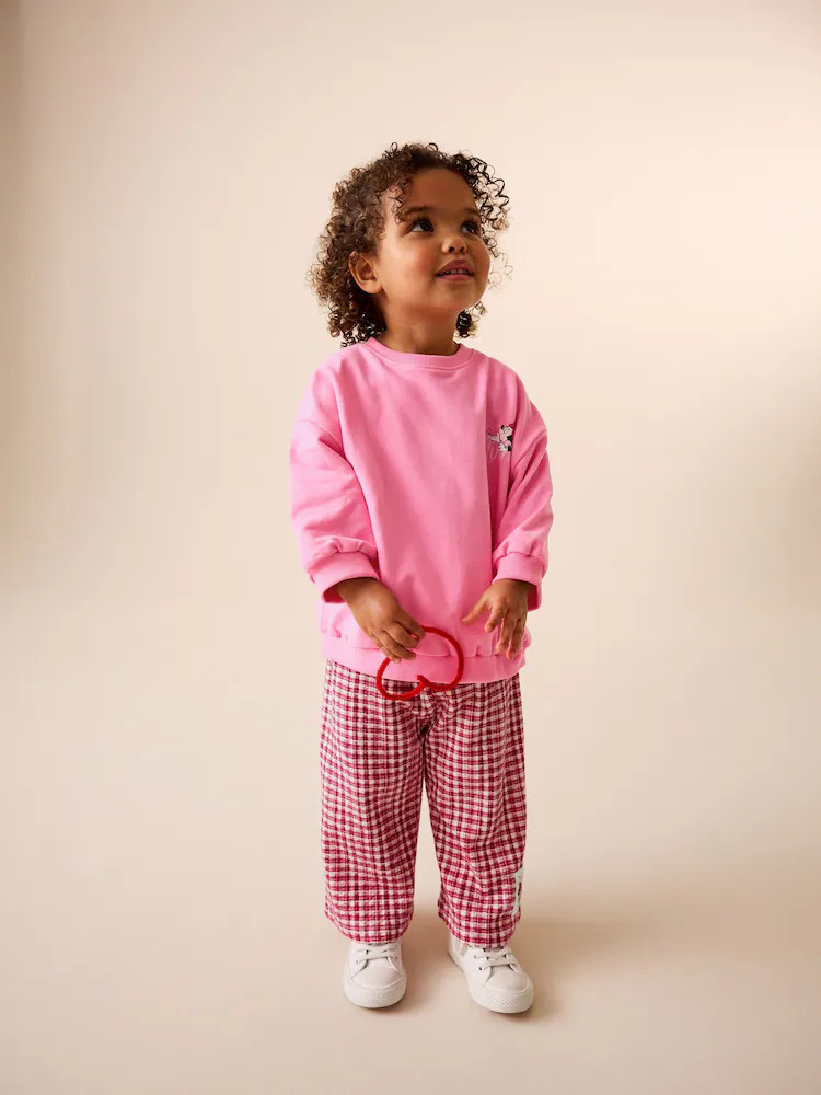 Pink/Red Disney Minnie Mouse Long Sleeve Top and Trousers Set (3mths-7yrs) | Next US