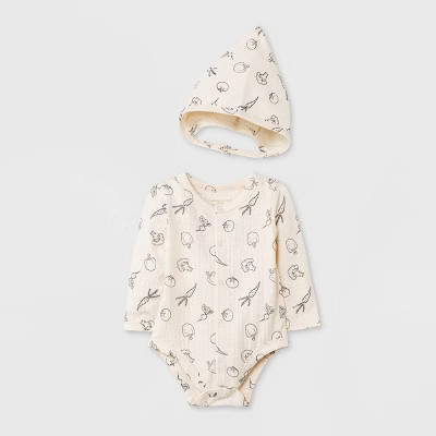 Grayson Collective Baby Gauze Bubble Long Sleeve Bodysuit Set - Cream | Target