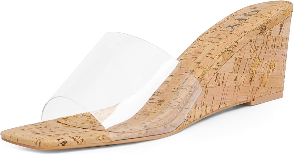 Wedge Sandals for Women Open Toe Wedge Heels for Women Square Toe Wedge Mules | Amazon (US)