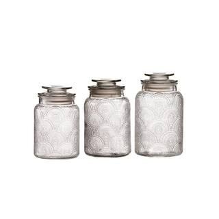 3-Piece Glass Cansiter Set in Small Medum and Large | The Home Depot