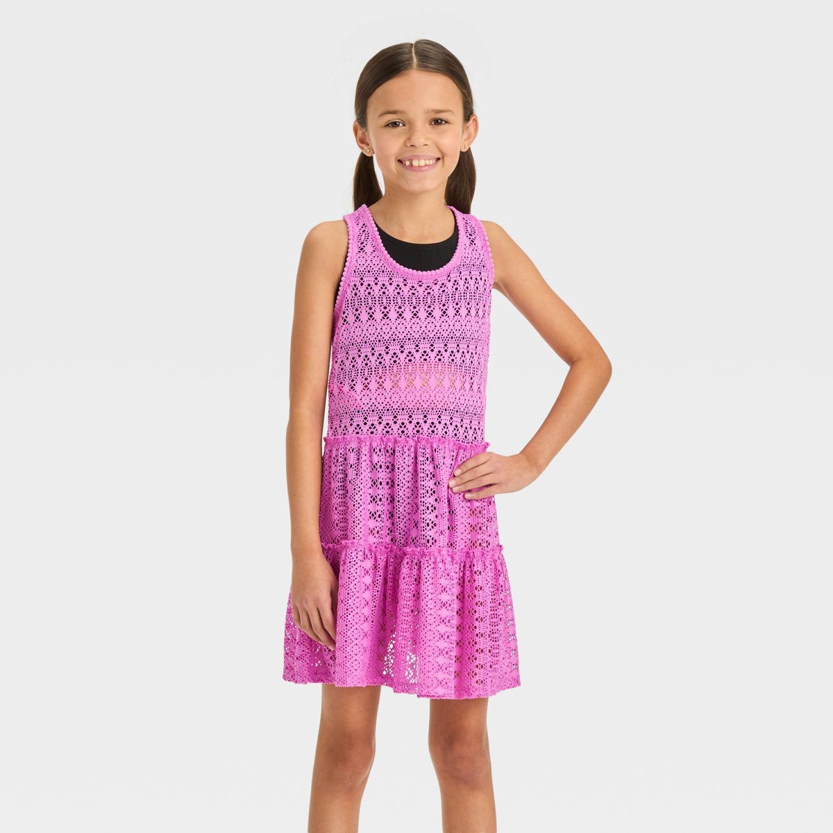 Girls' Solid Crochet Cover Up Dress - Cat & Jack™ | Target