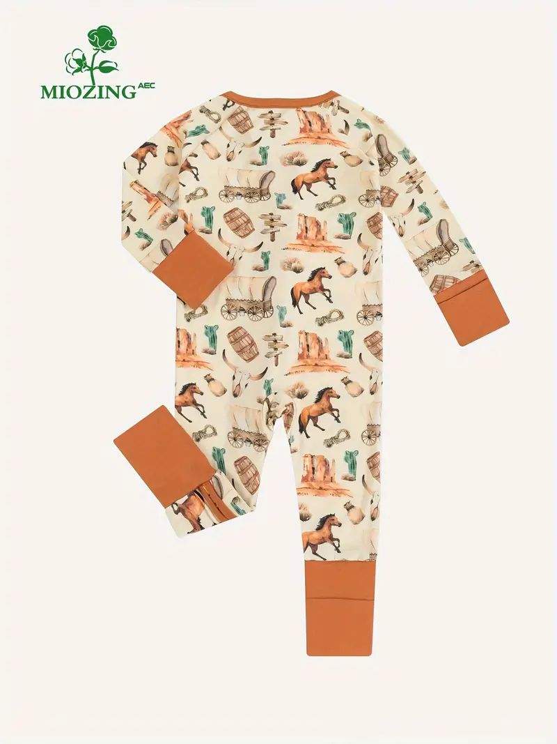 Bamboo Fiber Fabric Unisex Baby's Soft Zip Up Long Sleeve Onesie, Cute Cartoon Print Romper, | Temu Affiliate Program