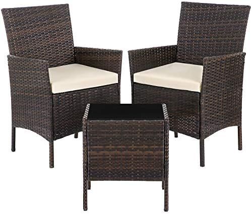 SONGMICS Patio PE Wicker Chairs, Set of 3 Small Patio Furniture, for Front Porch Outside Balcony,... | Amazon (US)