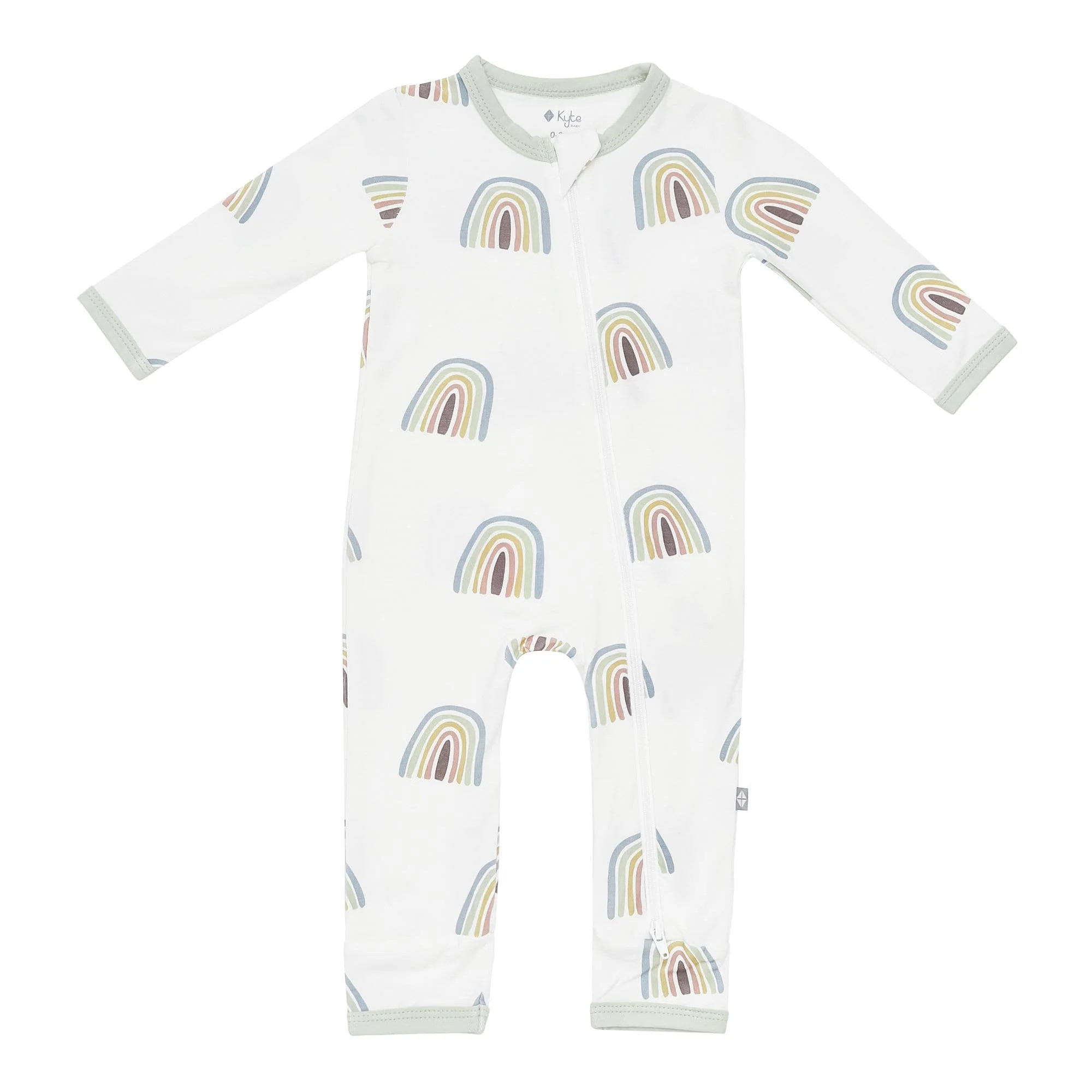 Printed Zippered Romper in Aloe Rainbow | Kyte BABY
