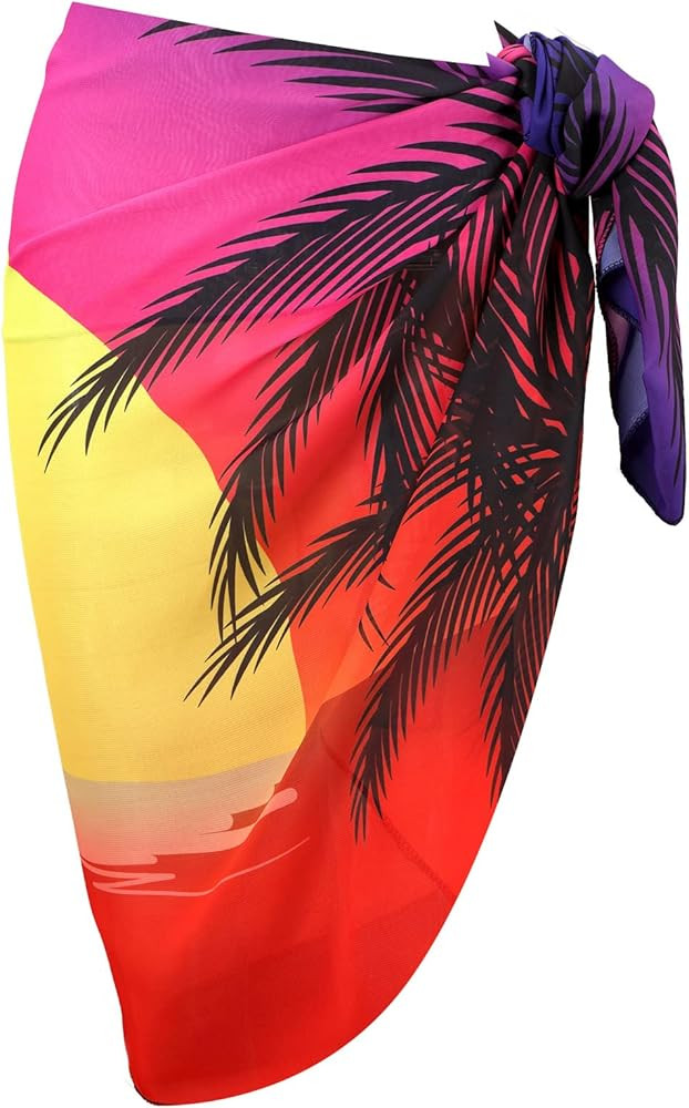 Ayliss Womens Swimwear Chiffon Cover up Solid Color Printed Beach Sarong Swimsuit Wrap Skirt Bath... | Amazon (US)